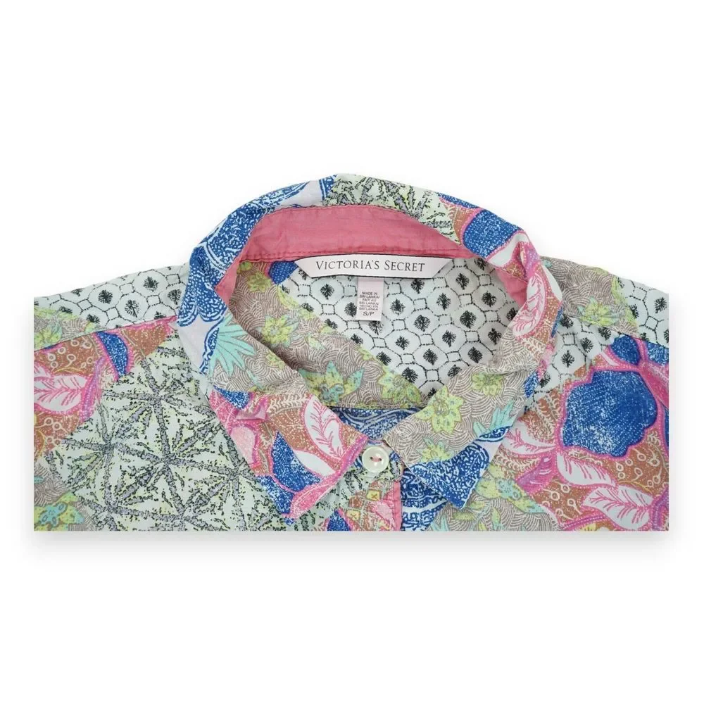 Victoria's Secret Women's - Floral Patchwork Sleepwear Shirt‎ Size S Long Sleeve